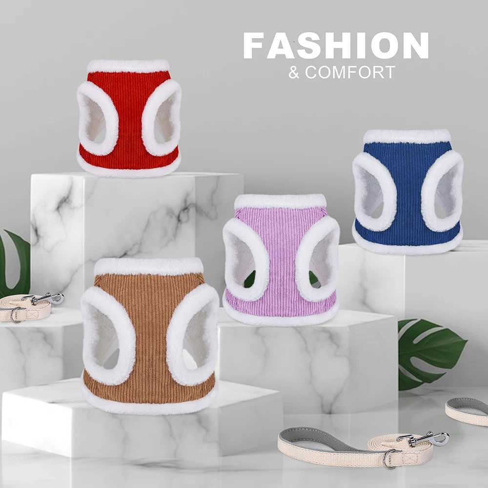 Winter Warm Dog Harness Leash Set Soft Plush Cat Puppy Vest For Small Medium Dogs Chihuahua Yorkie Harnesses With Matching Lead M251213