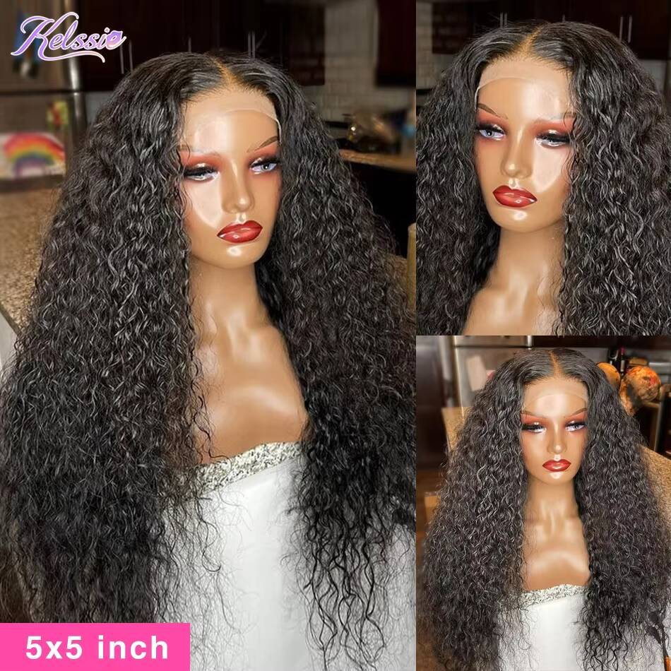 Wholesale Cheap HD Pre Plucked Human Hair Lace Front Wig 13x4 Curly Wet and Wavy Water Wave Lace Frontal Wig With Free Shipping