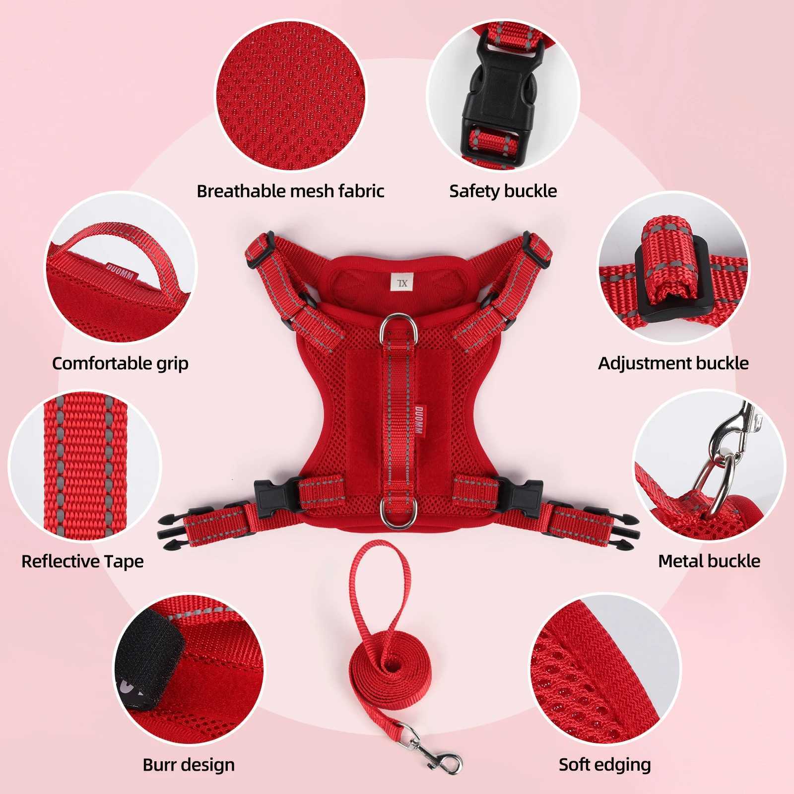 Dog Leash Harness Set Pet Reflective Bichon Frise Small Medium Dog Vest Harness Lead Outdoor Rope Walking Gear French Bulldog M251213