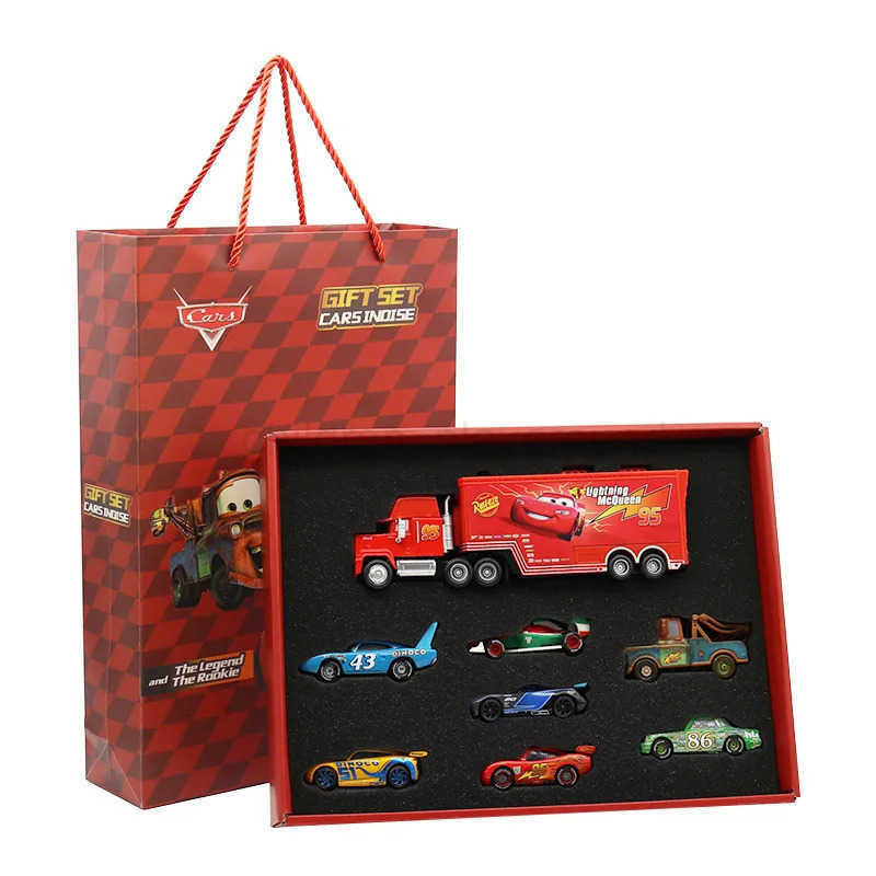 Disney 8/13/15Pcs Pixar Cars Gift Box Metal Diecast lightning McQueen Car Model Toy Jackson Uncle Truck Boy Birthday Toys H251213