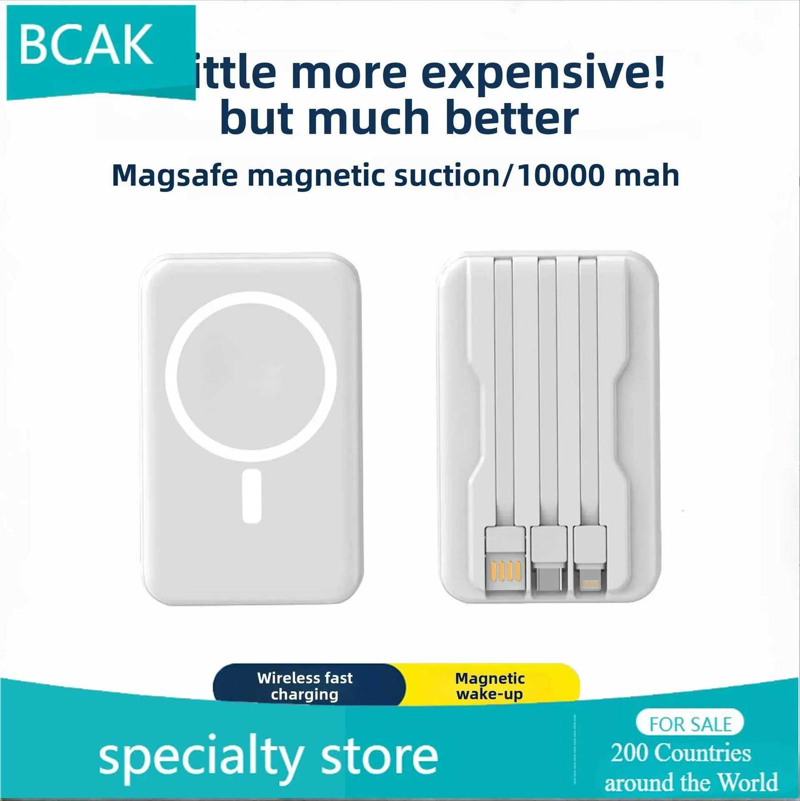 Magnetic Wireless Universal Power Bank 10000 MAh Self-contai Cable er Fast Charging BCAK Mobile Power ply H251213