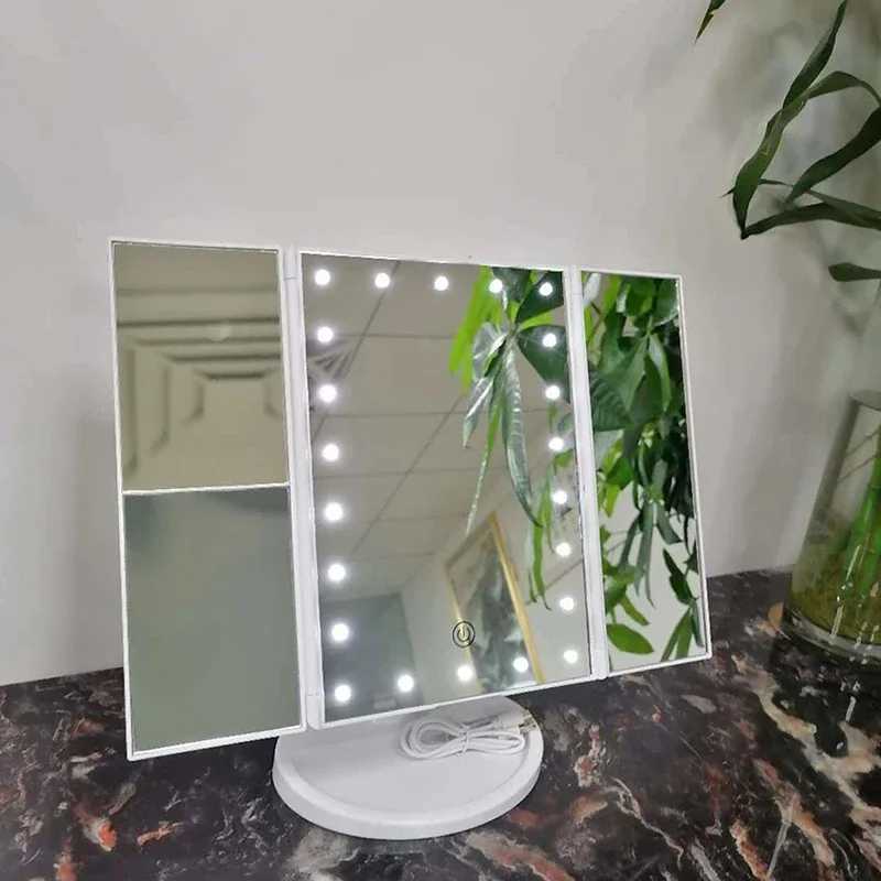 Folding Makeup Mirror with Lights 22 LED Light Up Mirror with 2X/3X Magnification Mirror Touch Screen 180 Degree RotateT251213
