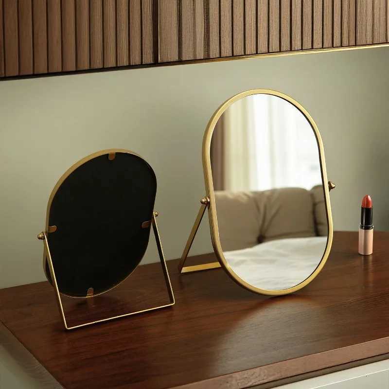 1PC Portable Foldable Oval Makeup Mirror Desktop Dressing Table Cosmetic Mirror Ins Style for Bedroom Dorm Travel UseT251213