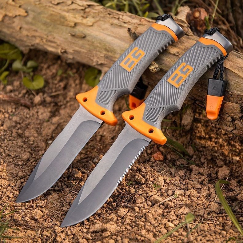 High-hardness Straight Knife 8Cr13Mov Blade Rubber and Plastic Handle Camping Self-defense Hunting Knife Practical Cutting Knife