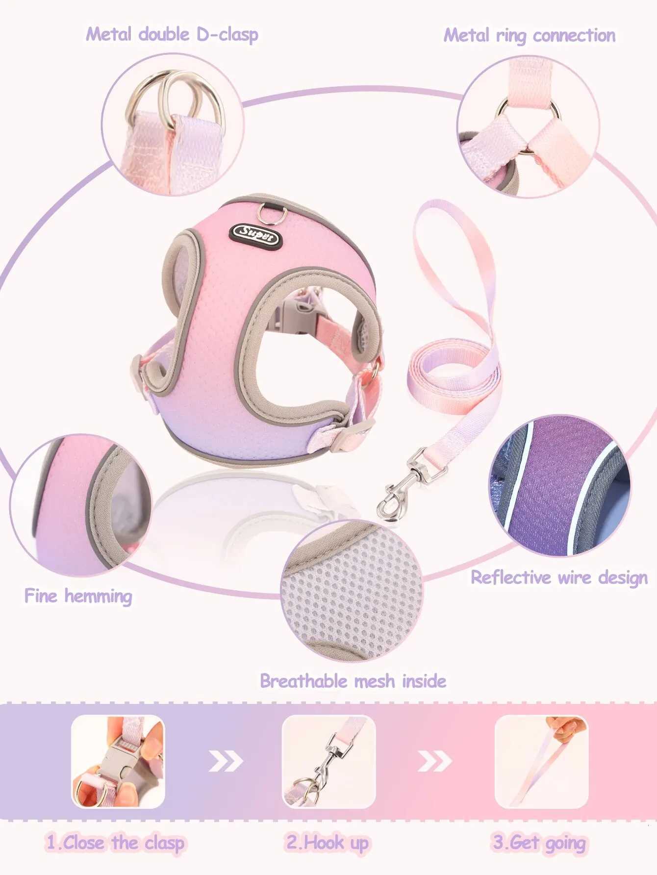 Supet Pet Step-in Dog Harness Adjustable Reflective Soft Dog Harness Breathable Dog Vest Harness for Cats Puppy M251213