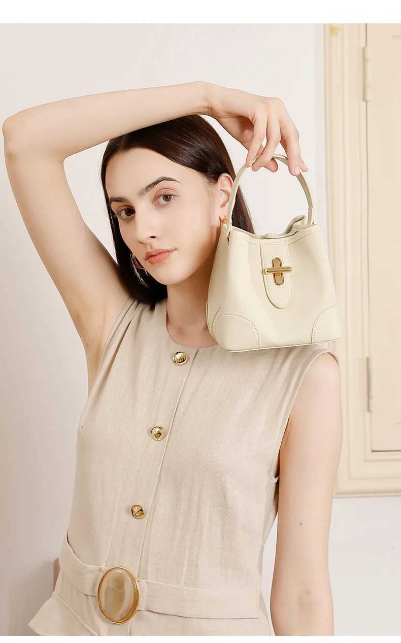 New Arrival Ladies Genuine Leather Handbag Fashion Luxury Trendy Simple Bucket BagT251213