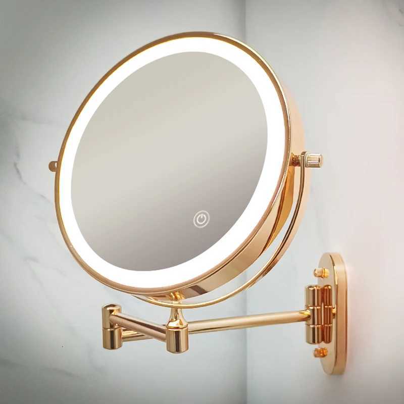 8 inch Makeup Mirror Matte Rose Gold 3x/5x/7x/10x Magnifying Double Side USB Charging Bathroom 3 color light Cosmetic MirrorsT251213