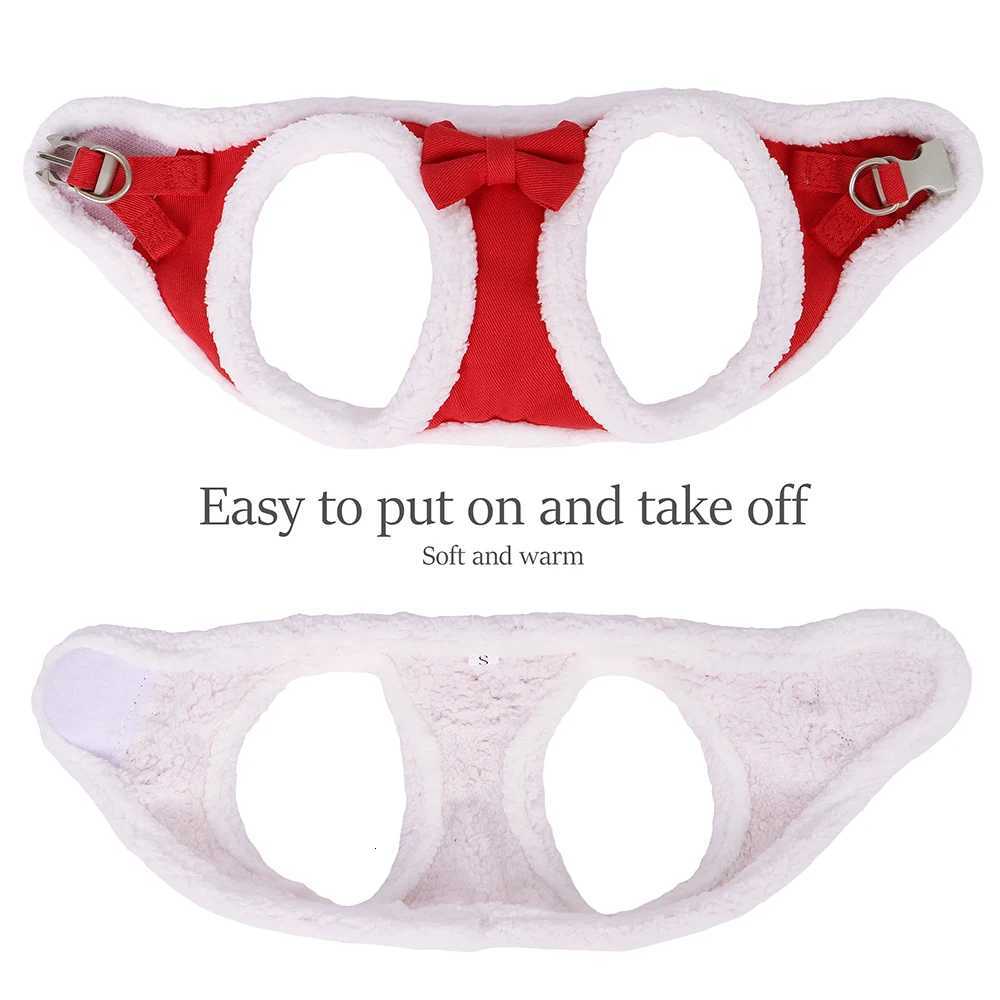 Winter Warm Dog Harness Leash Set Soft Fleece Pet Harness Vest With Cute Bowtie for Small Medium Dogs Chihuahua Walking Belt M251213
