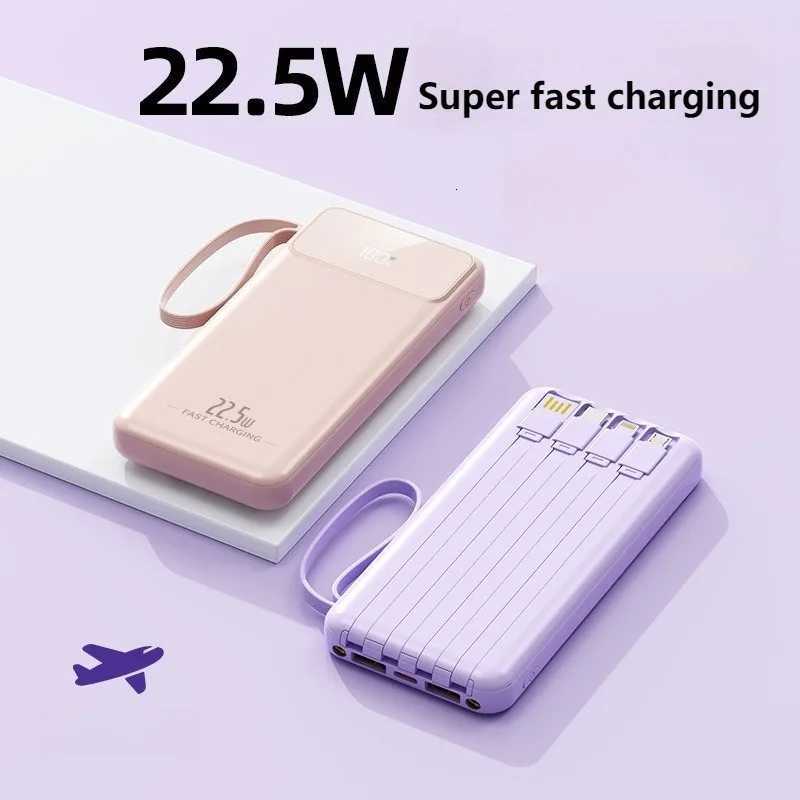 Certified Fast Charging Power Bank with Built-in Cable Digital Display Slim 10000mAh 20000mAh Portable Charger H251213