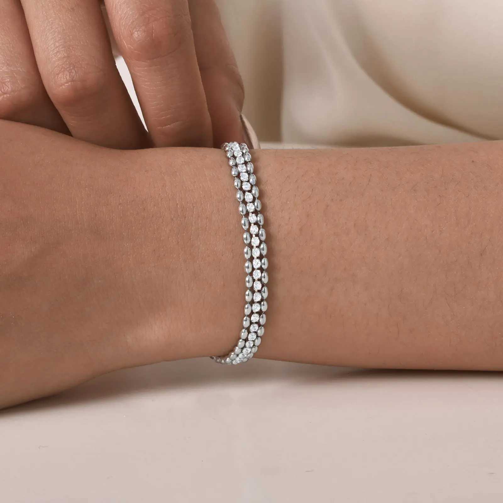 Stainless Steel Three-Layer s for Women Silver Plated Causal Adjustable Wrist Jewelry Accessory M251213