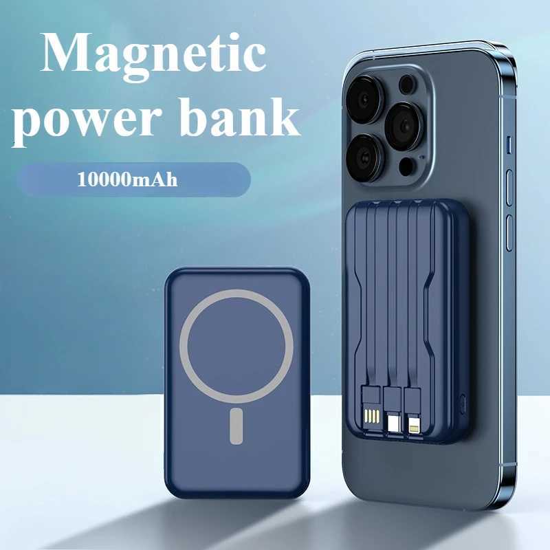 10000mAh Wireless Magnetic Powerbank with 3 Cables Fast Charging for Power Bank Wireless Charger for IPhone H251213