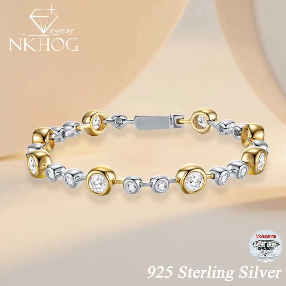 NKHOG 5mm Full Moissanite Bubble s For Women 925 Sterling Silver Double Color Lab Diamond Bangle Party Jewelry Wholesale M251213