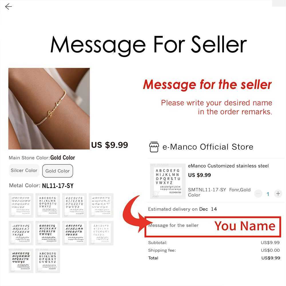 eManco Fashion Customized Name s Letter Stainless Steel Personalized s For Women bangle Jewelry Not Allergic Gif M251213