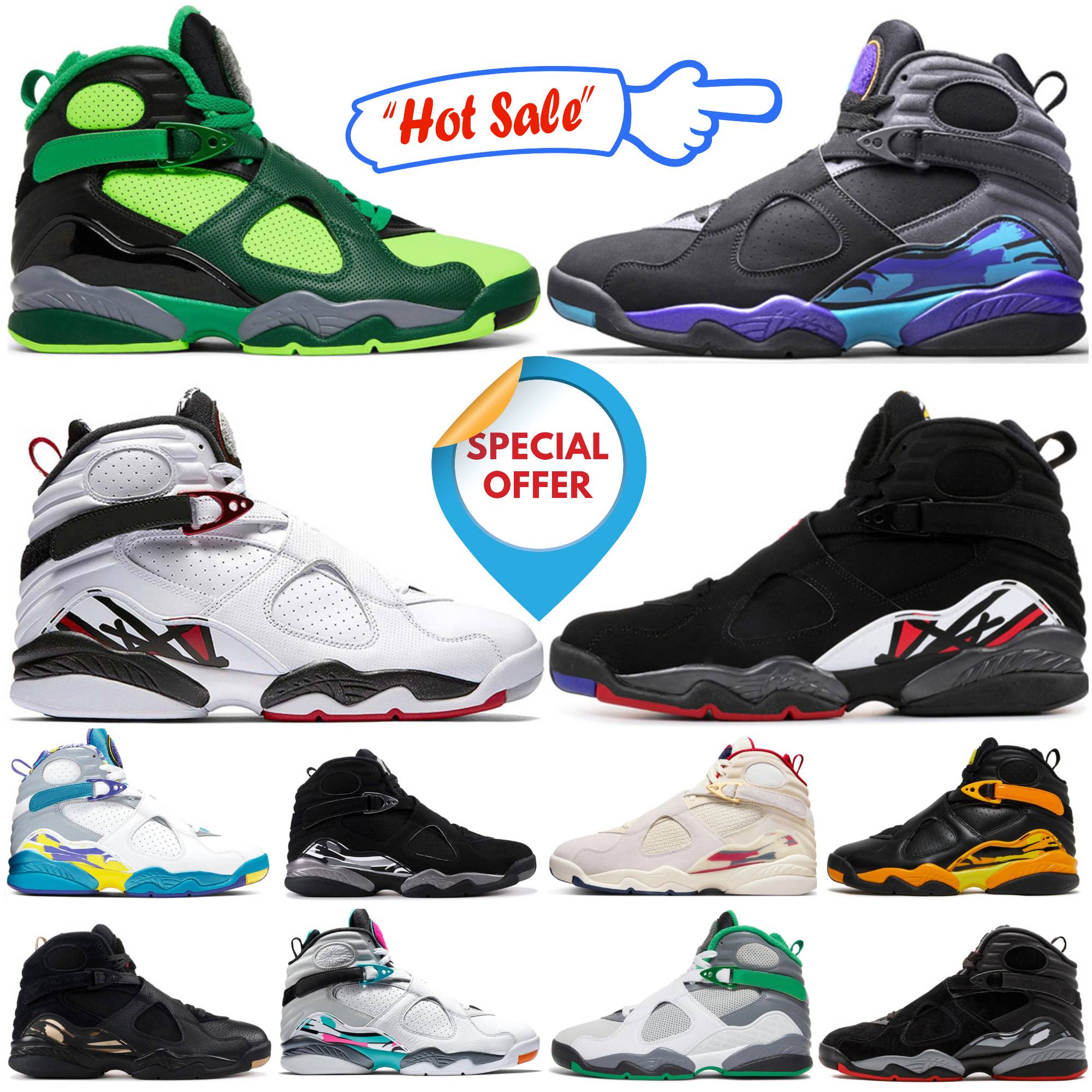 2026 Designer Basketball Shoes Jump Mans 8 8s Playoff Aqua Chrome South Beach Cool Grey Take Flight Trophy Black Samurai Raid 9 9s Mens Trainers Sports Sneakers 40-47