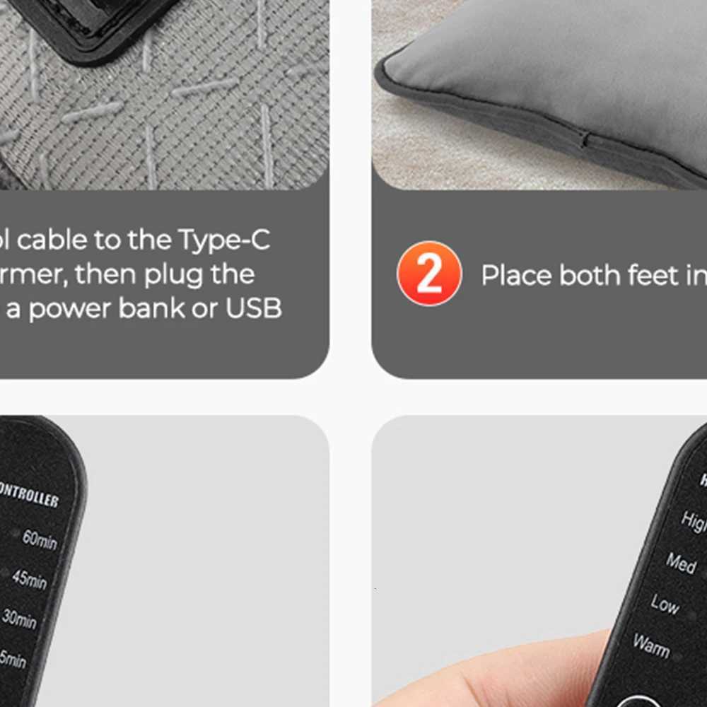 Electric Heater Foot Warmer USB Charging Fleece Soft Warm Foot Cover Washable Winter Feet Heating Pads For Home Bedroom Sleeping Y251212