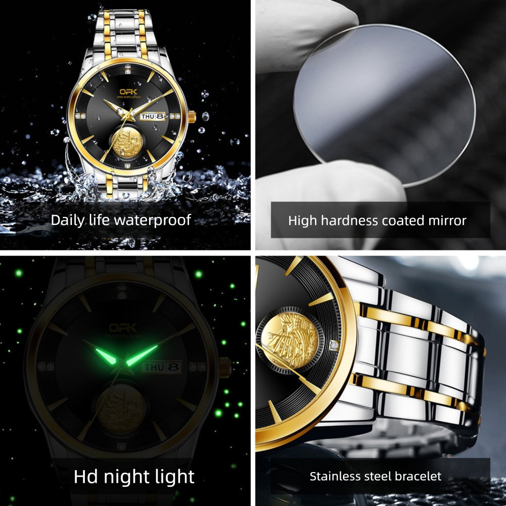 OPK Designer Men's Watch Waterproof Outdoor Sports Casual Versatile Wristwatch Free Shipping Wholesale Double Calendar Quartz Watch For Men