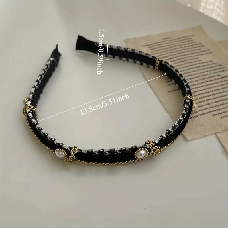French thousand bird grid pearl chain band high-end exquisite retro design hairpin Y251213