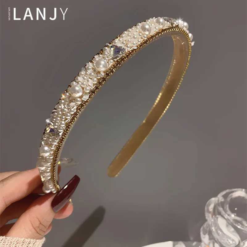 Haiand for wen wens hair accories bands slim design with gear and anti slip hairpin summer rhinestone pearl band Y251213