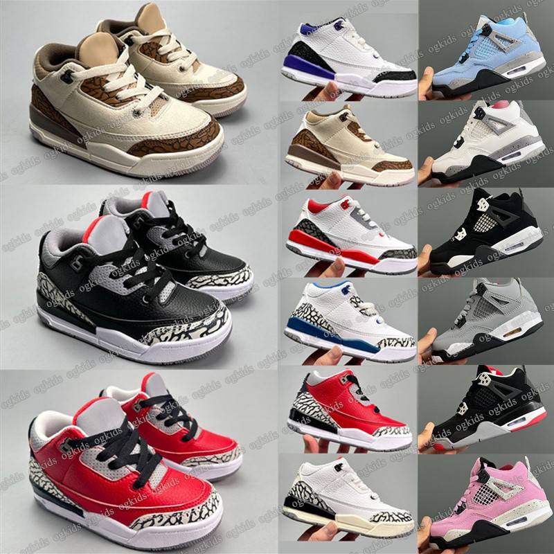 3s kids shoes Toddlers boys Basketball 4 sneakers girls boy Game black white blue designer kid sneaker Athletic Infants size 22-35