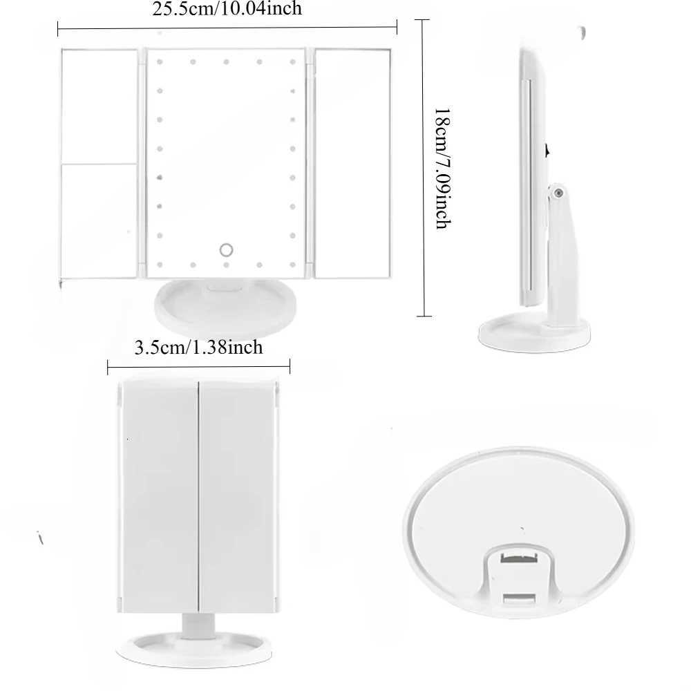 LED Vanity Makeup Mirror with Touch Control Adjustable Lighting 1X 2X 3X Magnification Trifold Design Ideal Gift for WomenT251213