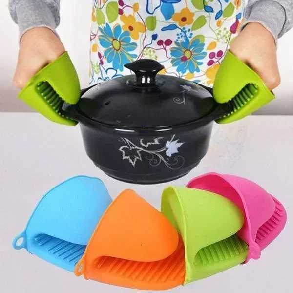 2Pcs Oven Gloves Silicone Heat Resistant Cooking Pinch Mitts Potholder for Kitchen Cooking Baking H251212