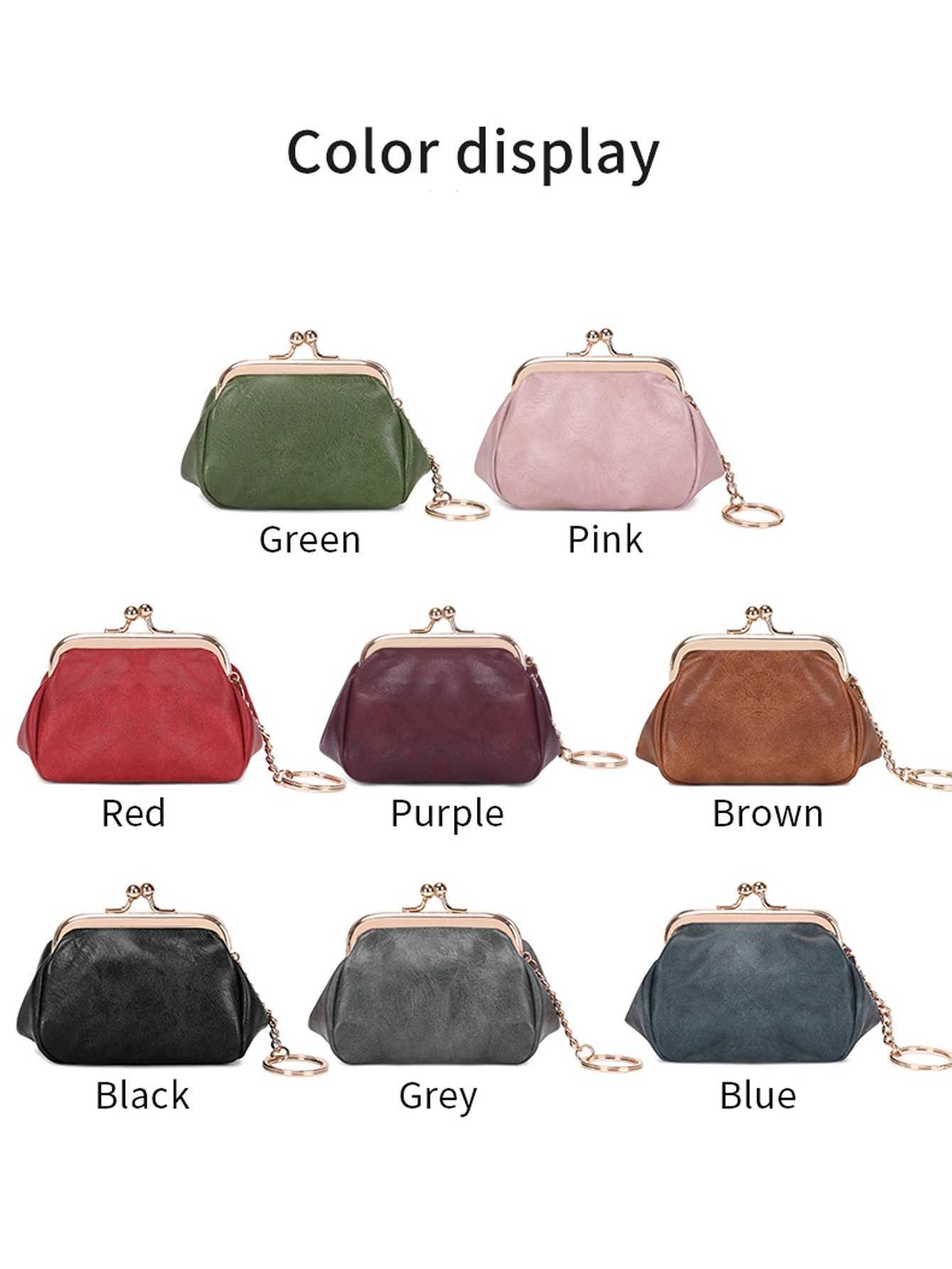 mini cpact and cute coin purse fiable lock small wallet wens solid color PU leather coin bag with keychain Y251213