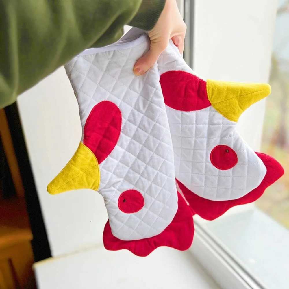 Cartoon Anti-Scalding Rooster Trim Oven Mitts Heat Resistant Thicke Baking Gloves Cotton Li Microwave Mitts Bakery H251212
