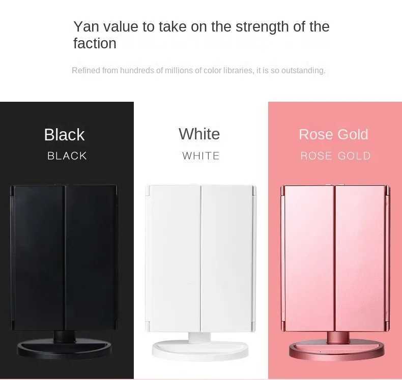Led Vanity Mirror with Light Portable 10X Magnifying Desktop Three Side Folding Vanity MirrorT251213