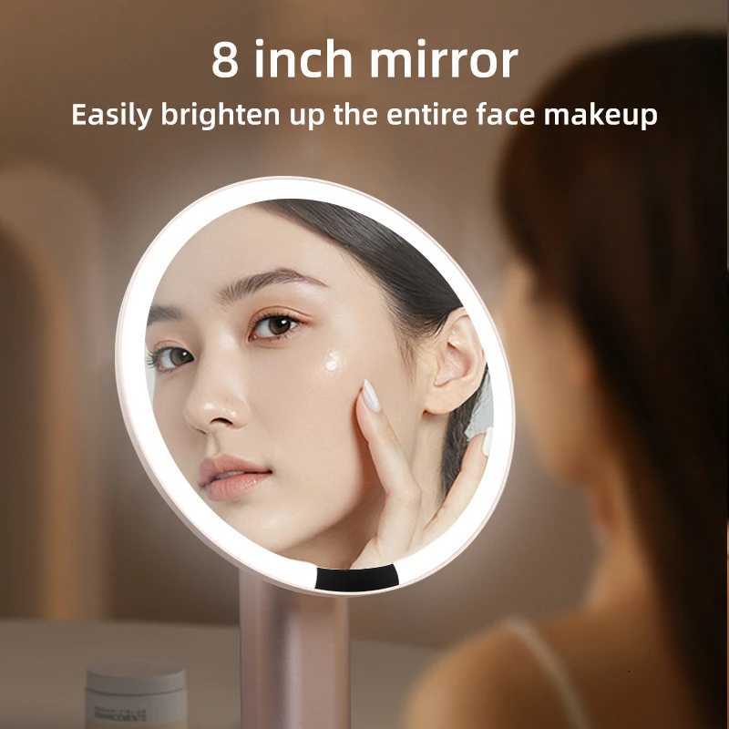 Desktop makeup mirror with LED light three-color adjustable home desktop makeup mirror HD smart makeup fill lightT251213