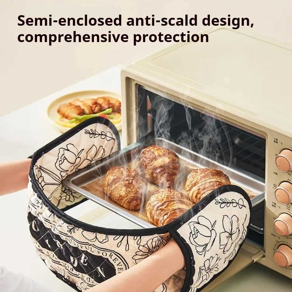 Scald Proof Integrated Oven Glove Thicke Heat Insating Microwave Glove for Baking Cooking Barbeque Household Kitchen Tools H251212