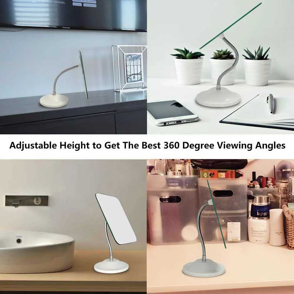 Adjustable Flexible Gooseneck Makeup Mirror 360Rotation Folding Portable Desk Vanity Mirror Shower Shaving Cosmetic MirrorT251213