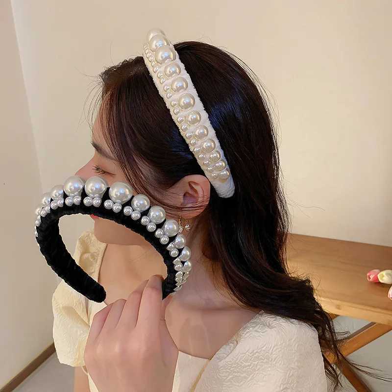French Retro Imitation Pearl Veet band for Wen Hair Accory Fashionable High Cranial Top Cprion Hair Accories Y251213