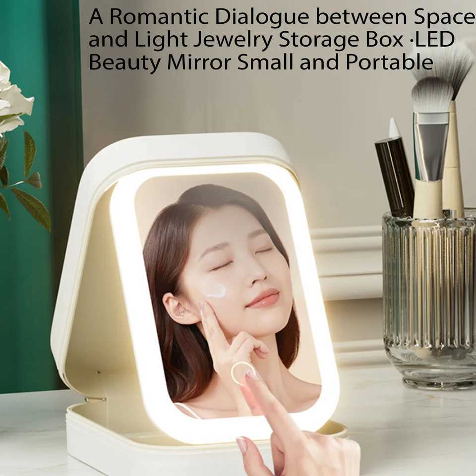 LED light travel cosmetic bag Built-in portable cosmetic mirror makeup clear help perfect makeupT251213