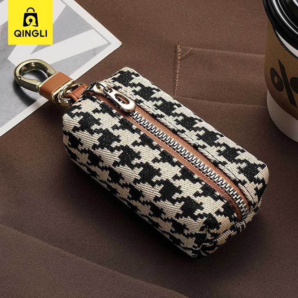 New Fi Houndstooth Key Bag for Wen Mtifunctial Card Bag Coin Purse Lipstick Earphe Car Key Storage Bag Key Wallet Y251213
