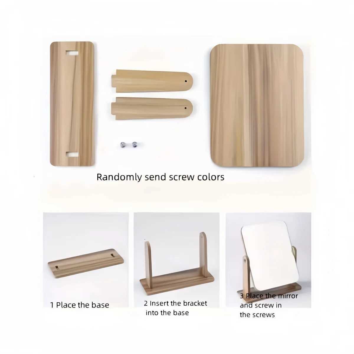 360 degree adjustable optional wooden desktop makeup mirror European minimalist beauty mirrornatural wood color mirrorT251213