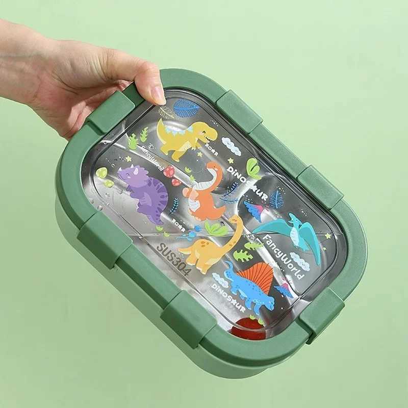 Cartoon Lunch Box Stainless Steel Cpartment Bento Box Microwave Available Food Container Students Off Worker Portable Bento H251213