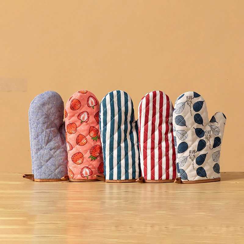1pcs Thicke Oven Gloves Set Anti-scalding Simple Cotton And Hemp Microwave Oven Glove Baking Cooking Kitchen Tool H251212