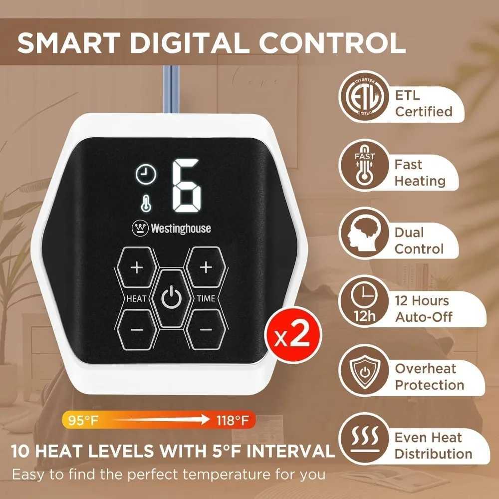 Heated Blanket Full Size Soft Flannel to Sherpa Electric Blanket with 10 Heating Levels 1-12 Hours Auto Shut Off Fast Heating Y251212