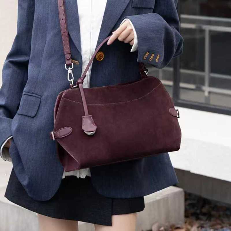 Hifashion Vintage Suede Genuine Leather Tote Handbags For Women 2025 Luxury Designer Shell Office Ladies Shoulder Crossbody BagsT251213