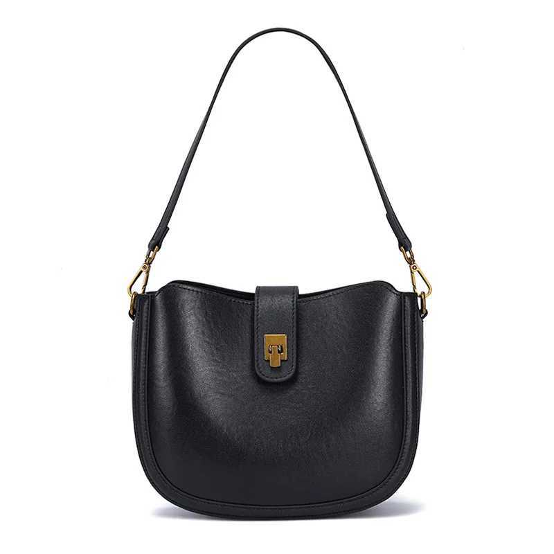 Womens Cowhide Genuine Leather Shoulder Bag Ladies Soft Natural Cow Leather Handbag Female Fashion Luxury Design Crossbody BagT251213