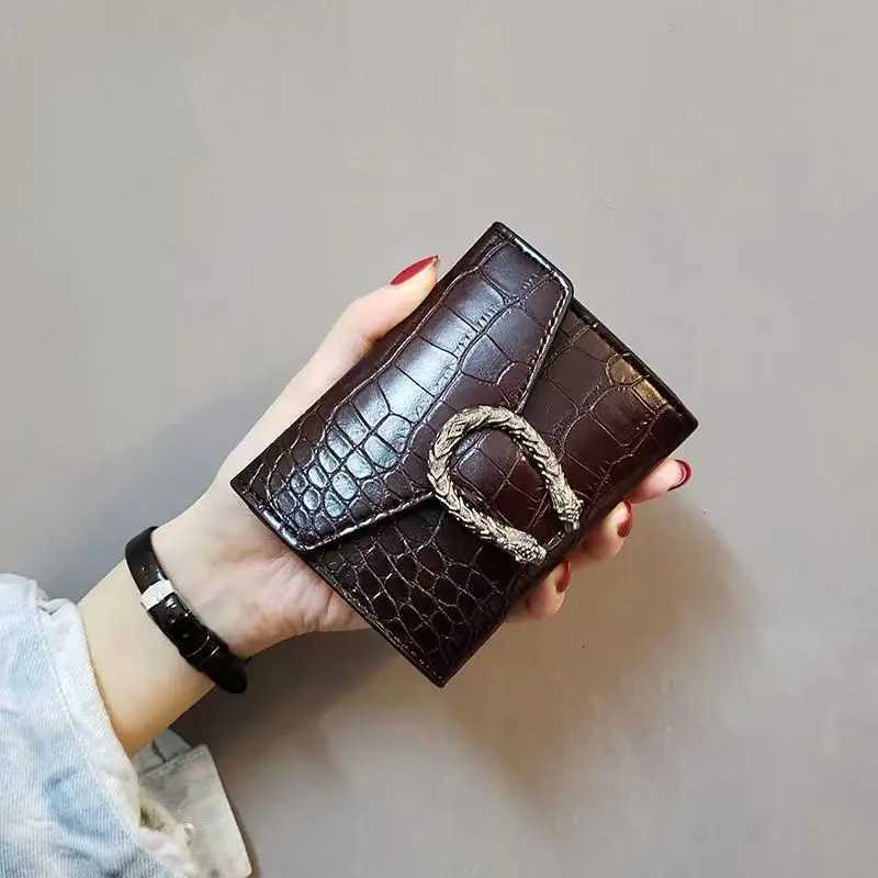 Dark coffee matte odile pattern exquisite metal buckle cpact wallet Y251213