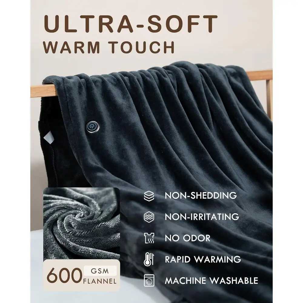 Portable Cordless Heated Blanket with Hoodie 3-Temperature Settings 20000mAh Battery Ideal for Camping and Car Use Y251212