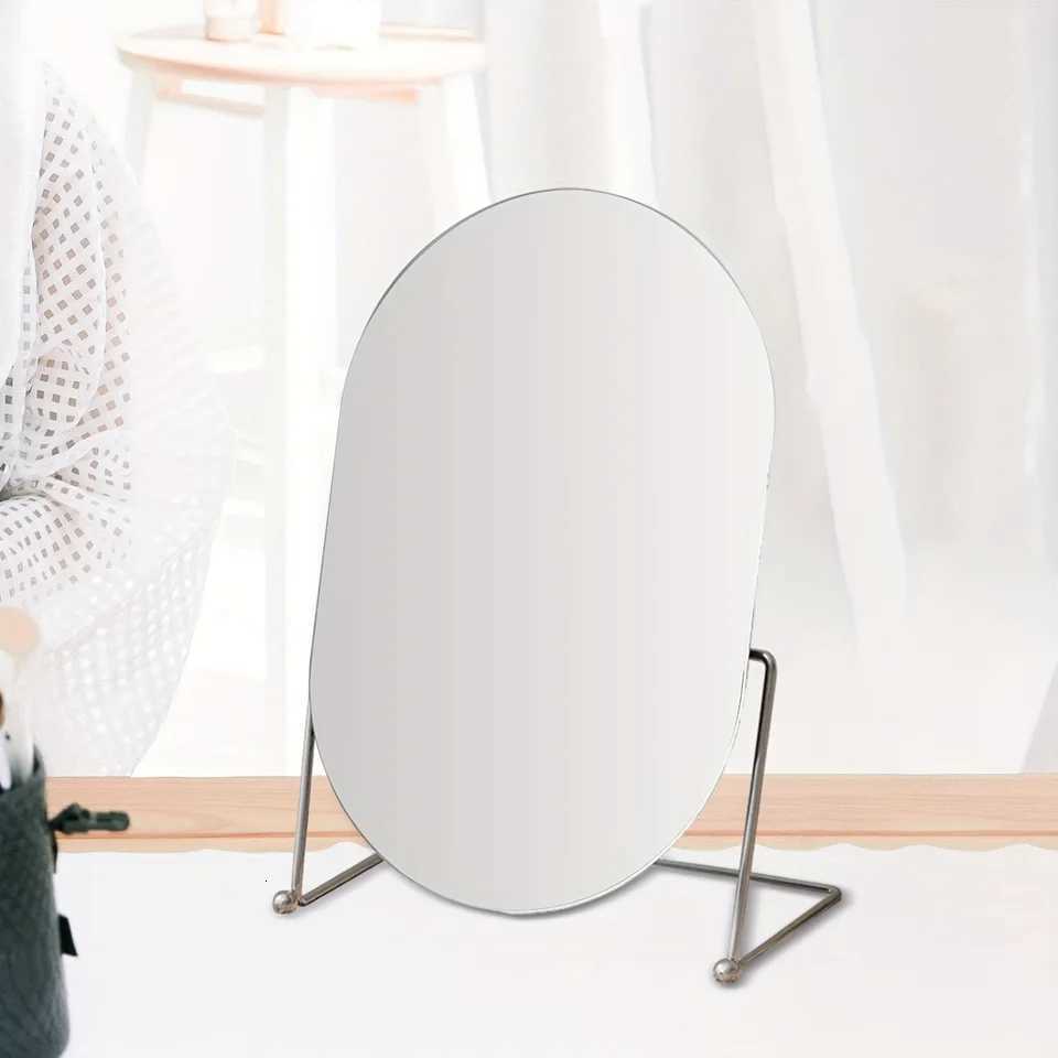 1pc Modern Style Desktop Dressing Mirror Swivel Vanity Mirror Standing Cosmetic Mirror Oval Makeup Mirror For Counter BedT251213