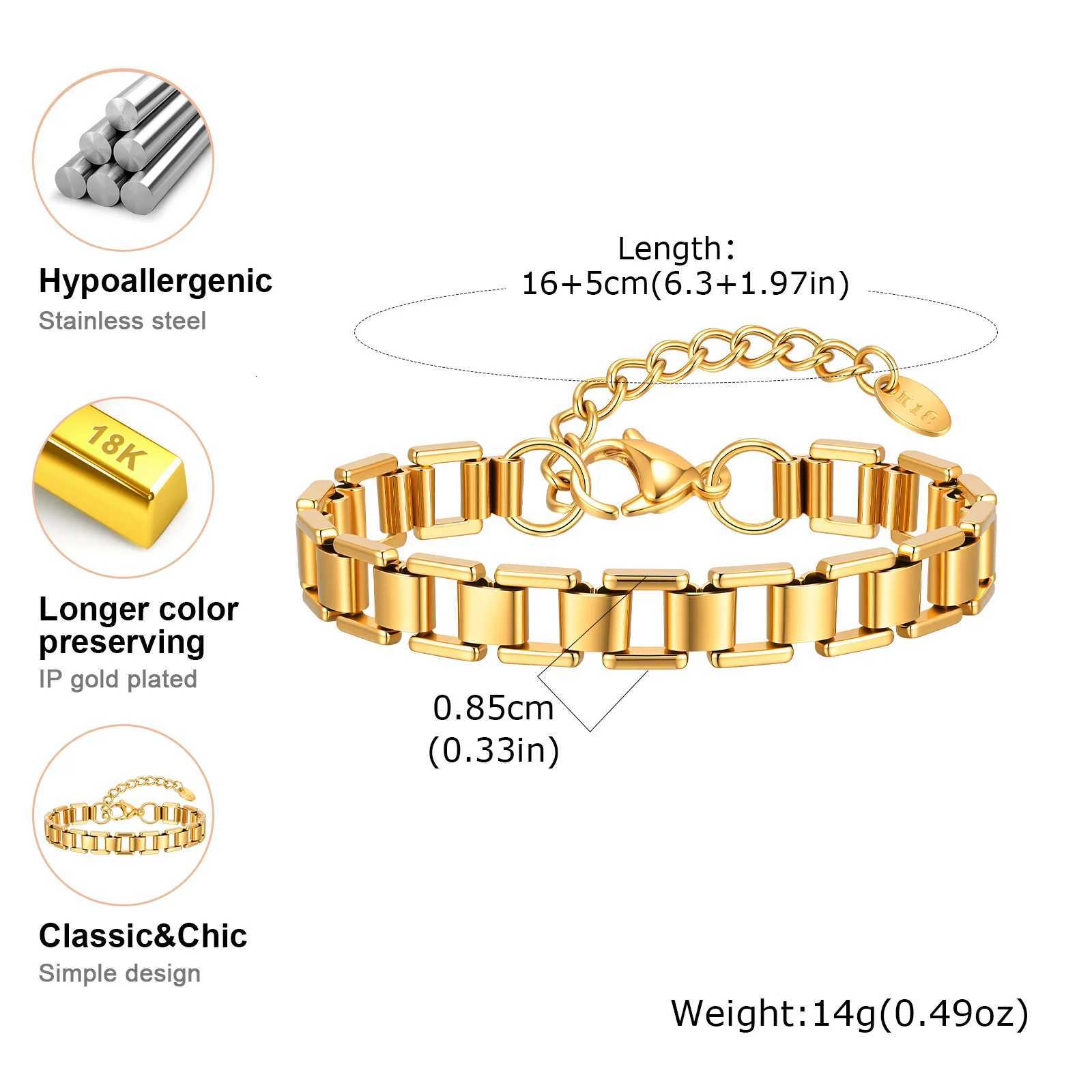 Fashion Womens StrAP Chain Gold Plated StainlESS Steel Chunky Link Chain s Punk Jewelry Gift M251213