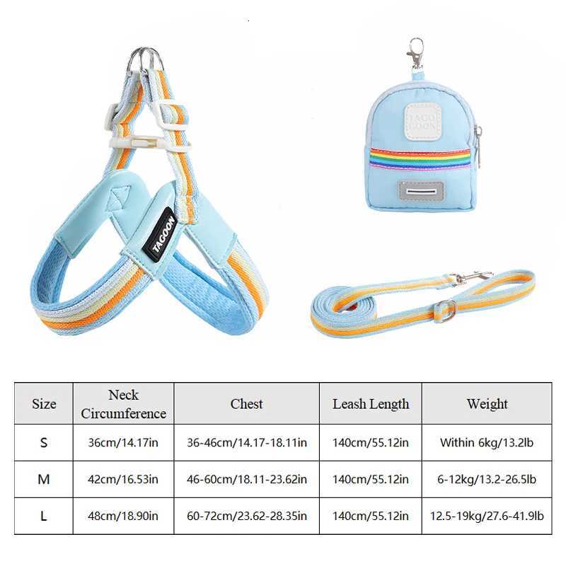 3PCs Pet Dog Harness Leash Set with Bags Adjustable V-shaped Puppy Harness Striped Breathable Dog Chest Strap Dog Accessories M251213