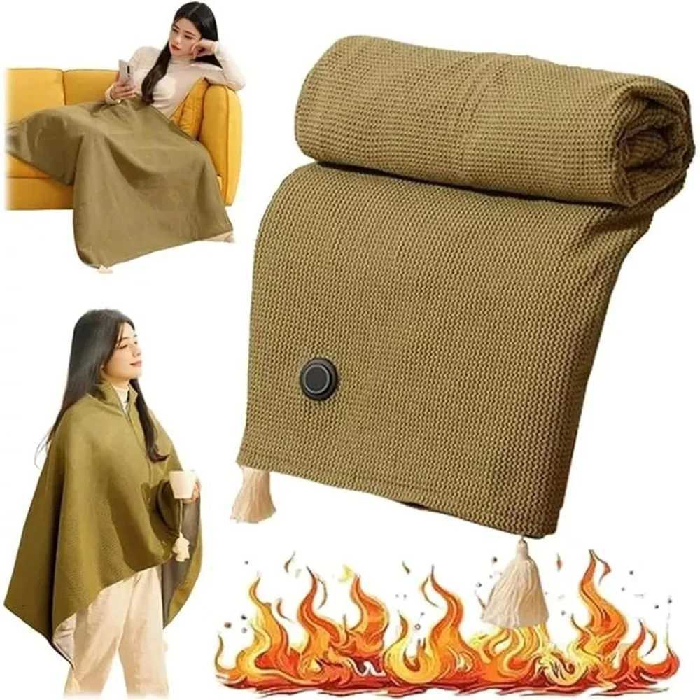 Graphene Electric Blanket USB Powered Wearable Heated Cape Soft Warm Shawl Throw Office Nap Home Use Low Voltage Safe Heating Y251212