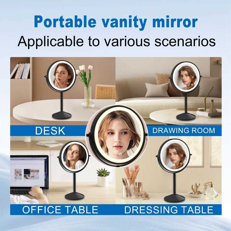TUSHENGTU Charging Makeup Mirror With Light 10X Magnifying Double Mirrors For Makeup 360 Degrees Table Standing Cosmetic MirrorT251213