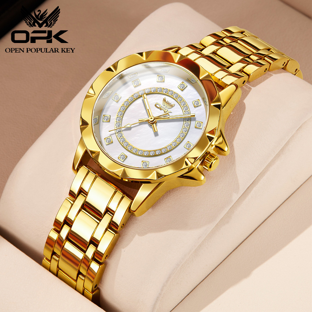OPK Designer Women's Watch Waterproof Luxury Outdoor Sports Wristwatch Free Shipping Wholesale Watch Flower Mother-of-pearl All-diamond Watch