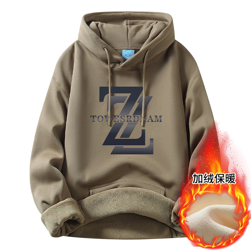 Men's Hoodies 2025 New Arrival: Trendy Hooded Style, Spring & Autumn, Fashion Brand, Loose Fit, Fleece-Lined & Thickened, Stylish Outerwear Tops
