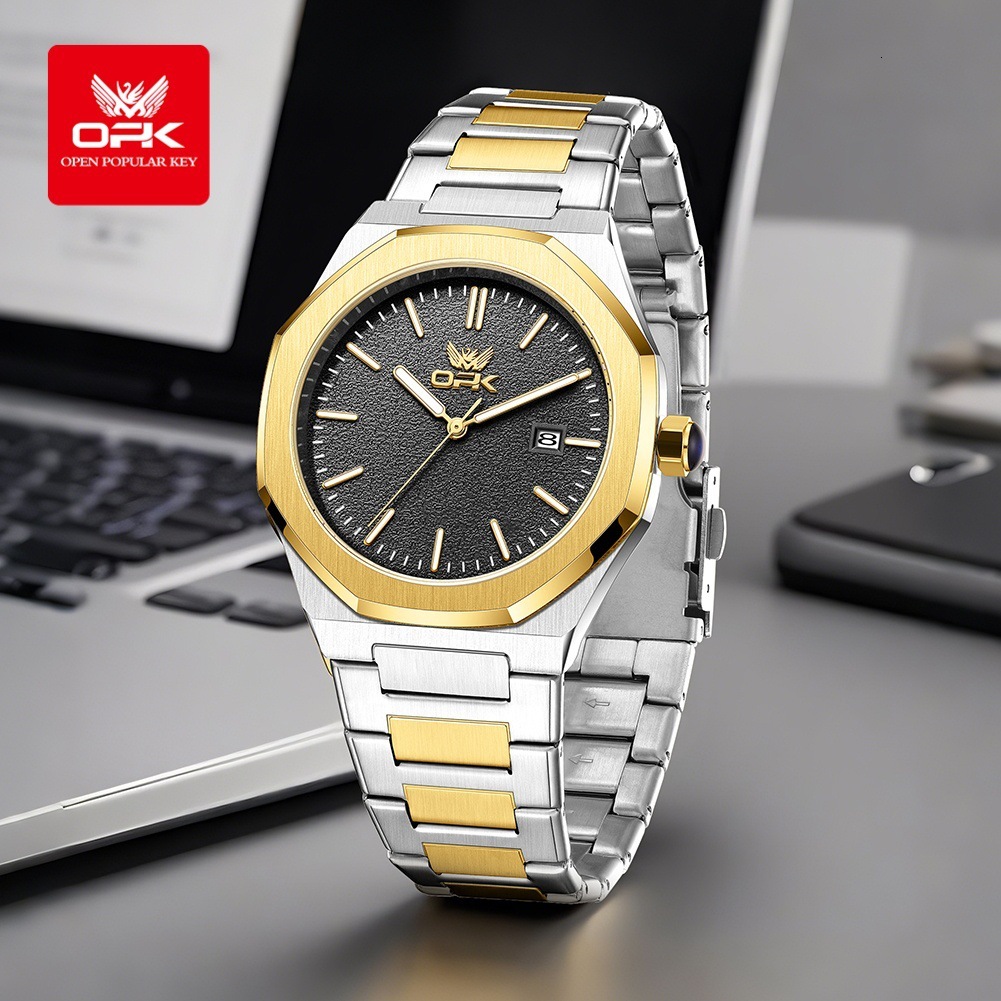 OPK Designer Men's Watches Free Shipping Wholesale, Fashionable And Simple Outdoor Sports Octagonal Watches, Calendar Luminous Quartz Watches